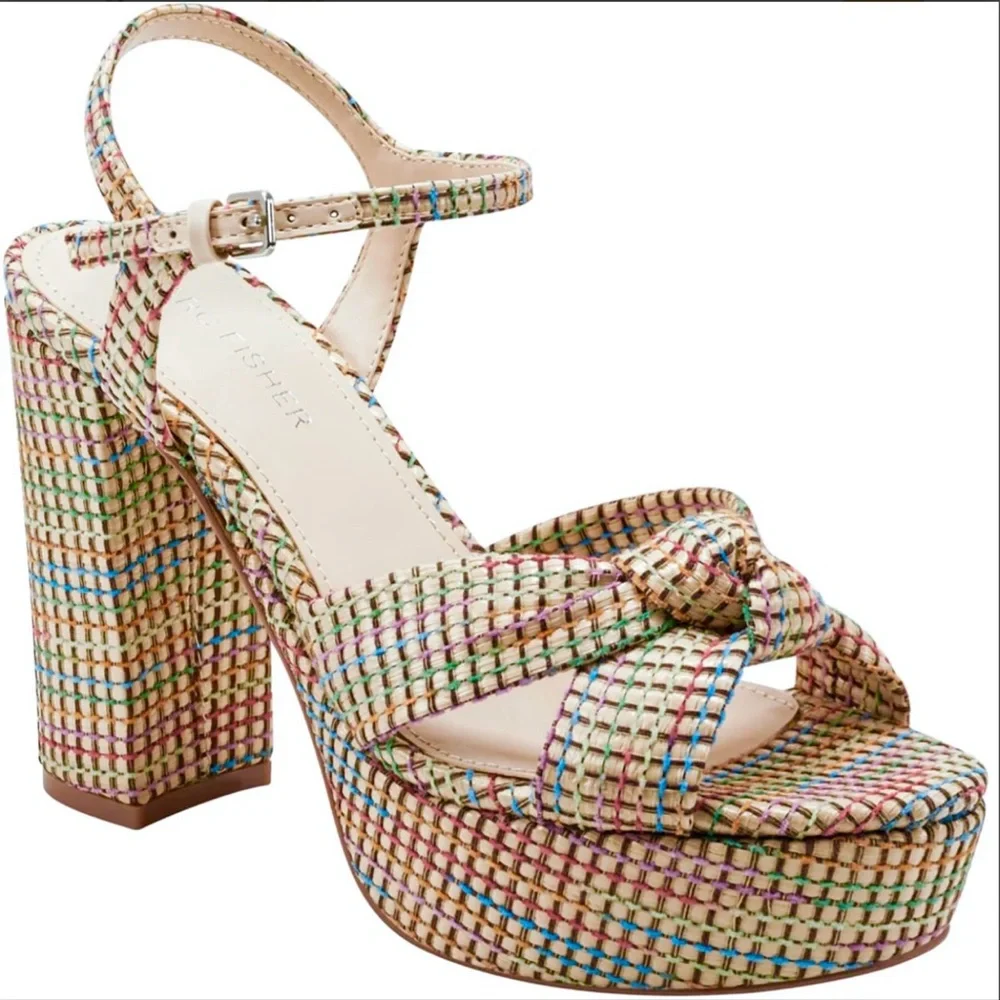 Marc Fisher Woven Block Heel Sandals